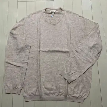 [ 45R ] 새상품급 베이지 V넥 니트 스웨터 코튼 얇은 소재