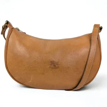 새상품급 IL BISONTE 숄더백 하프문 가죽 브라운 계열