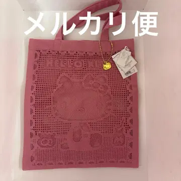 치카자와 레이스 헬로키티 메쉬 토트백 핑크 키티 산리오