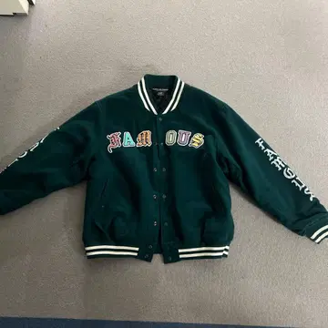 FAMOUS 바시티 자켓 다크 그린