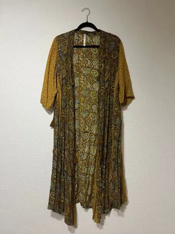 [ 마라이카 ] 꽃무늬 롱 원피스 옐로우 컬러 가을 에스닉