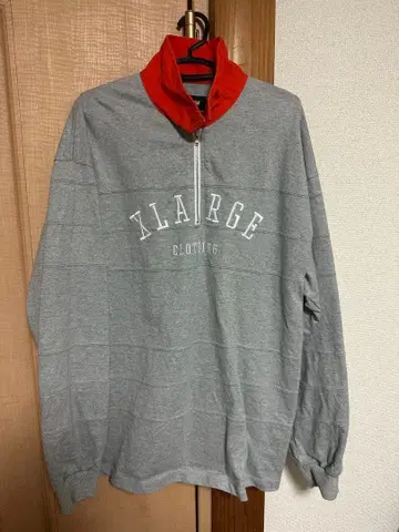 XLARGE 하프 지퍼 트레이닝복 그레이/오렌지