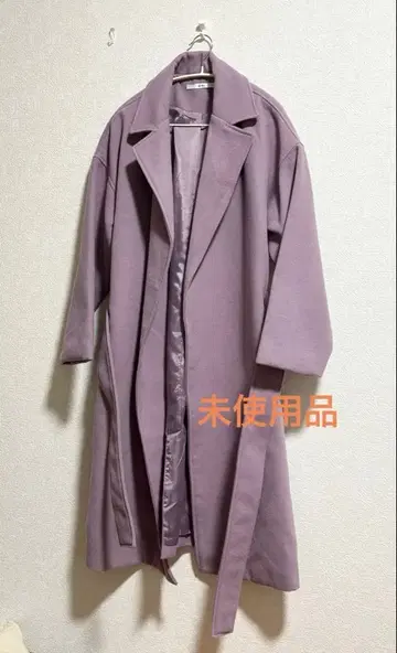 미사용품 GRL 롱 코트 벨트 포함 퍼플 프리 사이즈