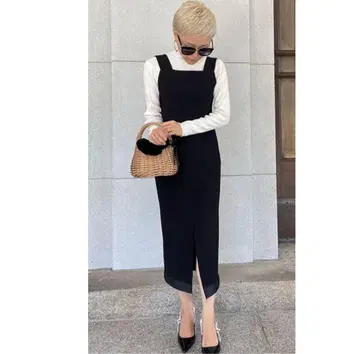 JENNE 제누 리틀 블랙 밑단 리본 원피스