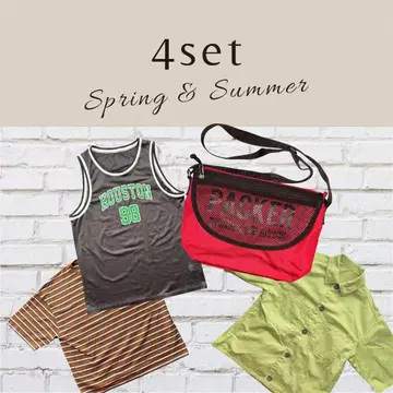 봄/여름 4종 세트 탱크탑 셔츠 숏팬츠 백