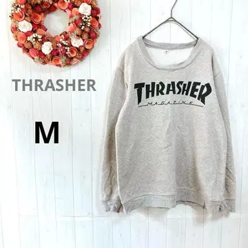 트레셔 긴팔 트레이닝복 맨투맨 그레이 M 매거진 로고 프린트