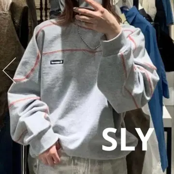 Sly 스티치 라인 맨투맨 상의 그레이 레드 트레이닝복