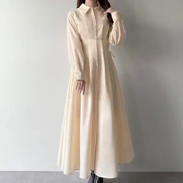 [ mipiarl ] 레이스업 턱 플레어 셔츠 원피스