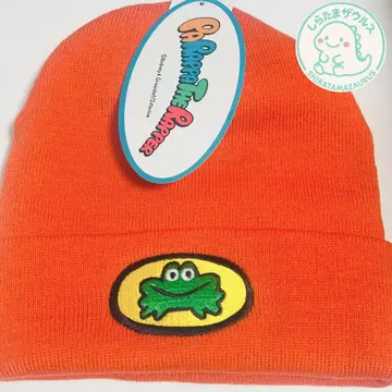 파라파라 래퍼 개구리 와펜 니트 모자 오렌지 57-59cm