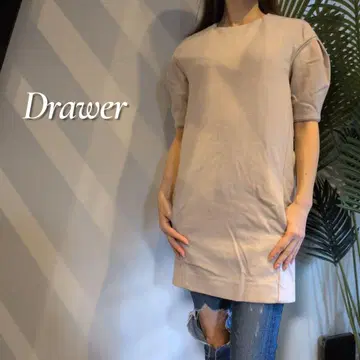 드로어 백 지퍼 울 반팔 튜닉 원피스 연중무휴 사이즈 1