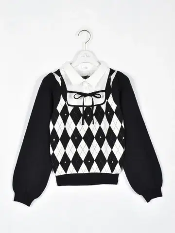 에블린 evelyn 옷깃 비쥬 니트