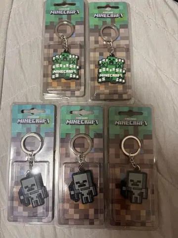 Minecraft 러버 키링 스켈레톤 & 밤 5개 세트