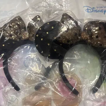 디즈니 머리띠 골드 컬러 블랙 도트 2개 세트