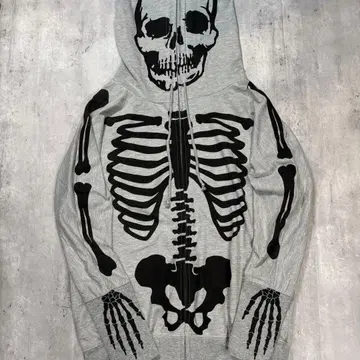 해골 스컬 스켈레톤 집업 후드티 시크 스타일 Y2K 헤이세이 갸루