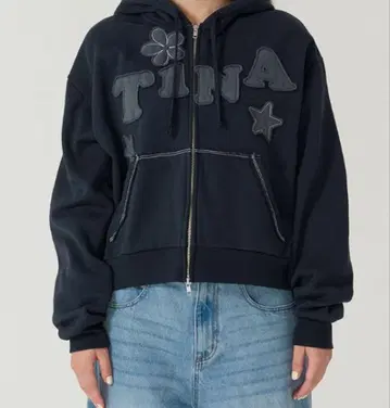 tina jojun 속기모 로고 패치워크 후디