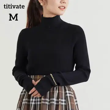 titivate 핑거홀 터틀 리브 니트 티티베이트