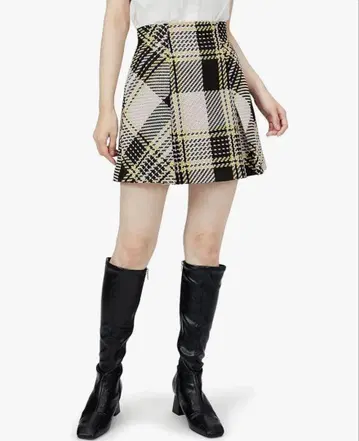 SNIDEL 로빙 체크 미니 스커트 BEG 0 사이즈