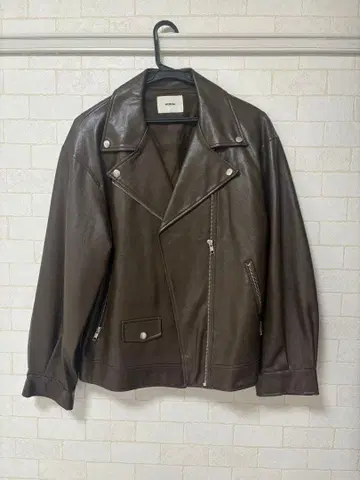 MURUA 브라운 가죽 라이더 자켓