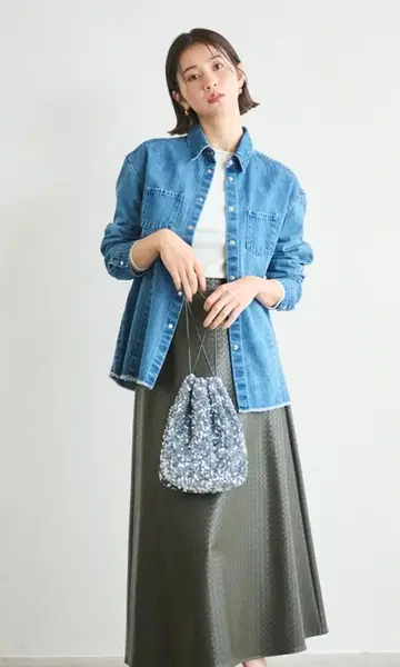 루니 LOUNIE 이번 시즌 신상 데님 셔츠 아우터 택 포함 새상품