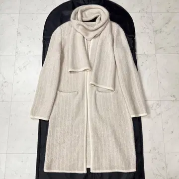 폭시 부티크 롱 스톨 포함 롱 니트 가디건 베이지 F