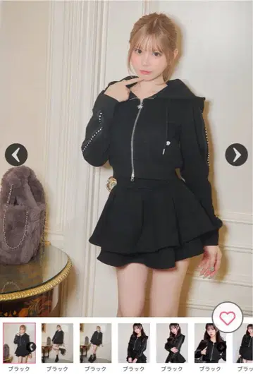 미셸 마카롱 프릴 스커트 셋업 블랙 (스커트만)