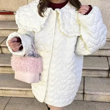 apres jour 하트 퀼팅 아우터 화이트