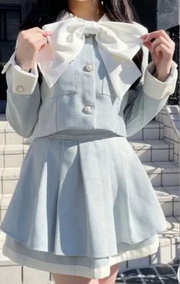 원 웨이 리본 포함 셋업 스카이블루