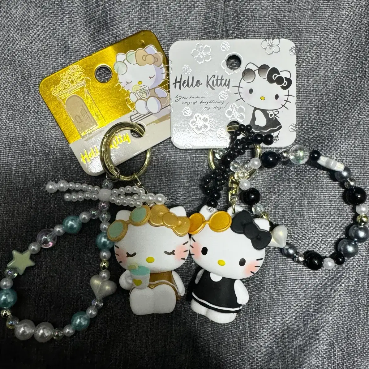 Beaded Strap Kitty Keychain