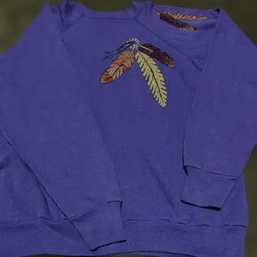 USA Tultex 페더 맨투맨 90s 퍼플 비즈 자수