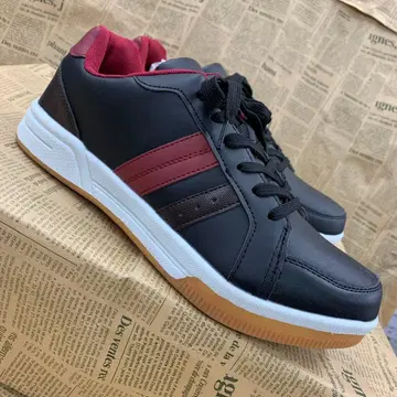 새상품 남성용 25.0cm 발수 고무창 F 레더 스니커즈 블랙 1049R