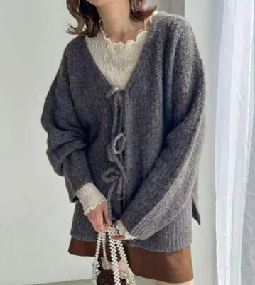 LOWRYSFARM 2WAY 멜란지 리본 LS 니트 가디건