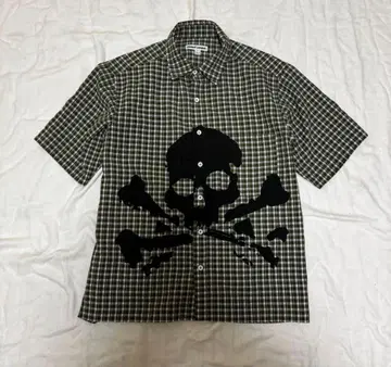 jaded london 스컬 프린트 반팔 셔츠 체크 해골