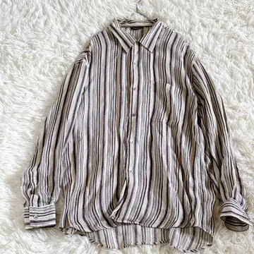 레어 폴스미스 컬렉션 린넨 실크 혼방 셔츠 스트라이프 L 사이즈