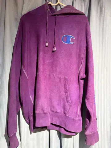 Champion 퍼플 후드 부착 후드티