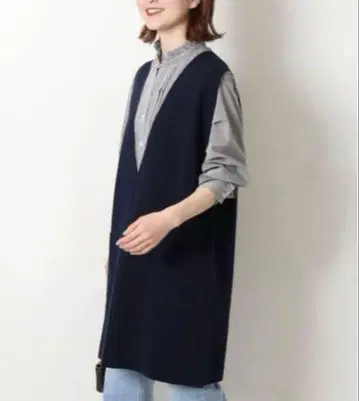 Spick & Span 스픽 앤 스팬 롱 니트 베스트 네이비