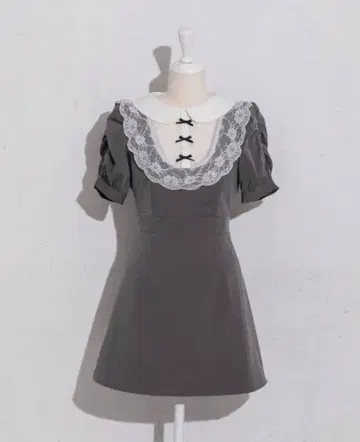 pium 레이스 프릴 도리 미니 원피스 그레이