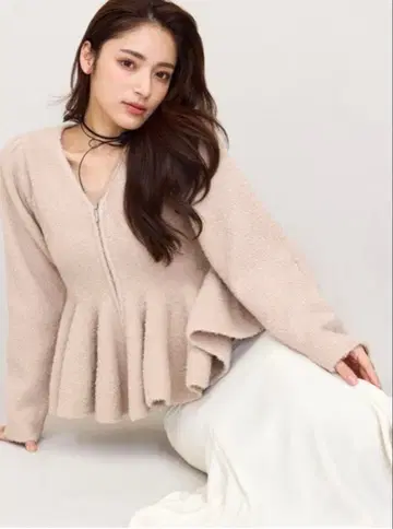 EIMY ISTOIRE 페플럼 니트 아우터 핑크