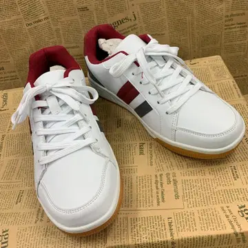 새상품 남성용 25.5cm 발수 검솔 F 가죽 스니커즈 화이트 1049R