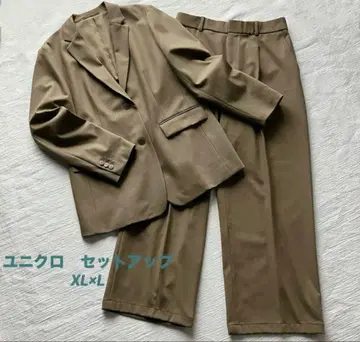 유니클로 테일러드 자켓 릴랙스핏 올리브 XL 팬츠 세트