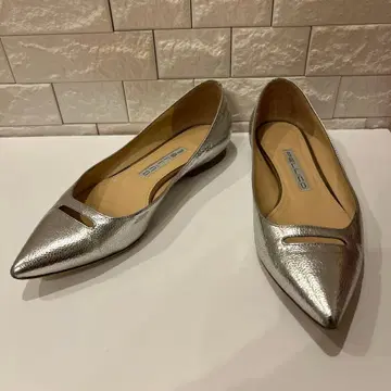 펠리코 아네리 실버 스틸레토 플랫 펌프스