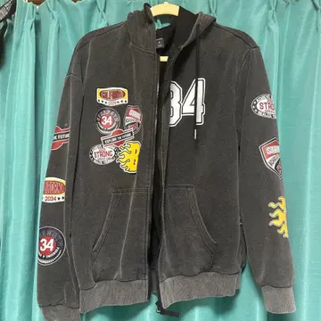 ROMWE 그레이 패치 후드티 S