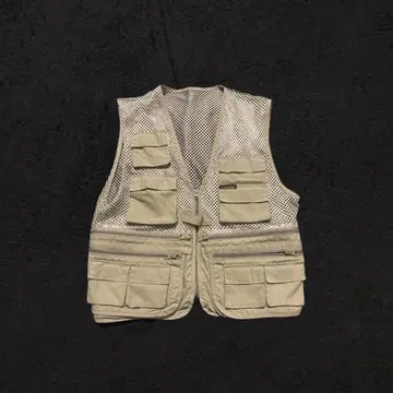 베이지 메쉬 낚시용 조끼 vintage
