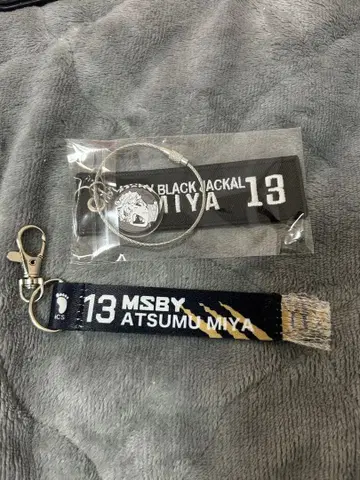 미야 아츠무 크로스 키링 머플러 키링 2점