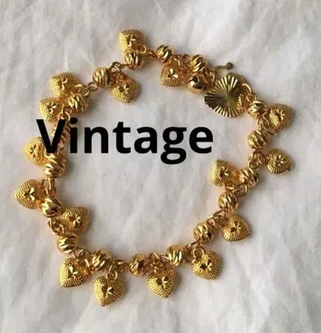빈티지 골드 팔찌 하트 방울 포함 에스닉