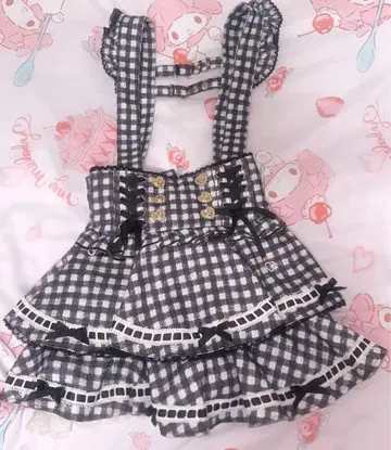 LIZLISA 사다리 리본 깅엄 티어드 치마바지