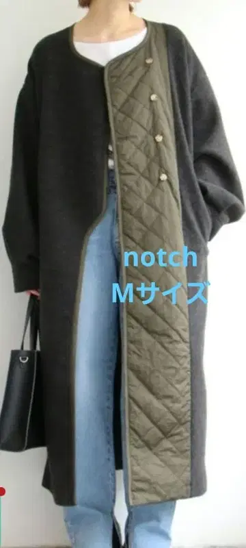 notch 아지메 퀼팅 배색 코트 M 사이즈