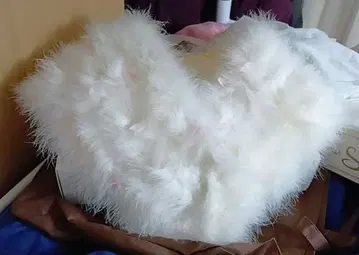 USED 화이트 퍼 기모노 숄 성인식