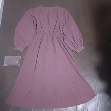 88 새상품 플리츠 가공 핑크 롱 원피스 M