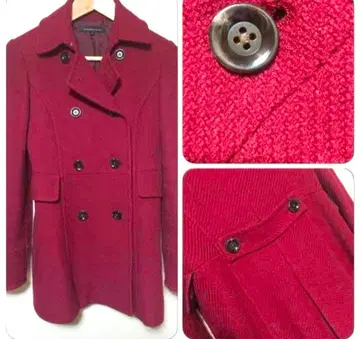 그린 라벨 릴랙싱 버건디 울 100% 피코트