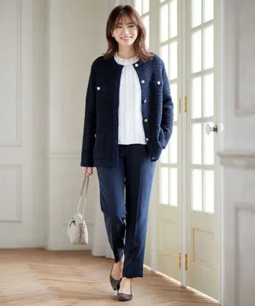 네이비 스트레이트 팬츠 여성용